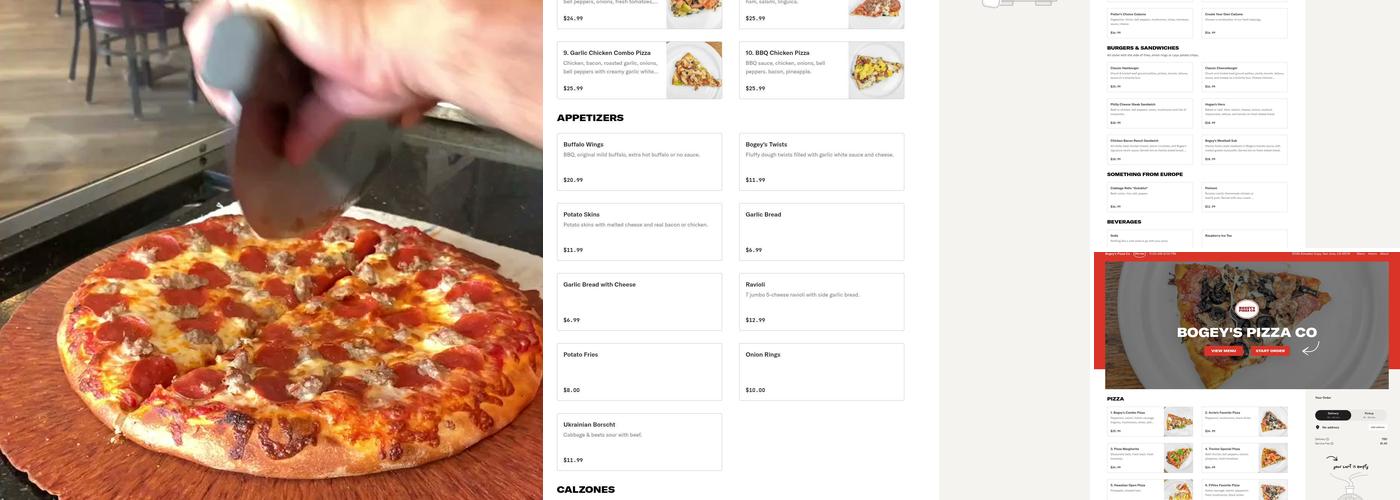 Bogey's Pizza Co Menu