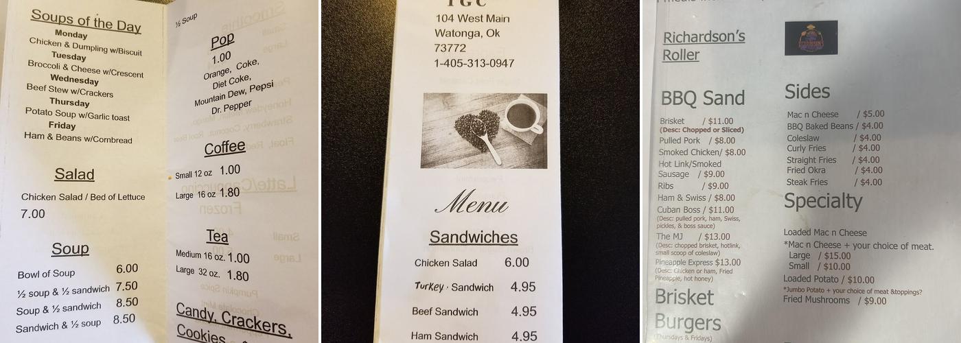 TGC & The Little Coffee Shop Menu