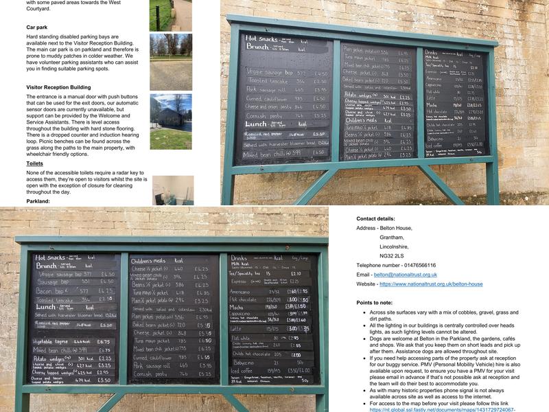 Belton House Stables Cafe Menu