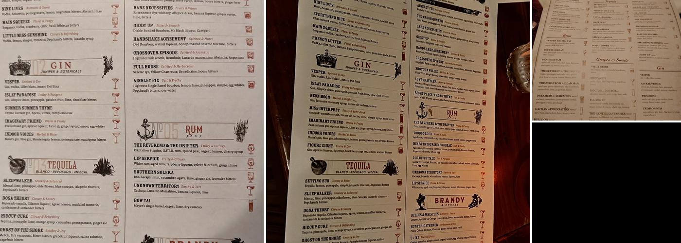 The Vesper Menu