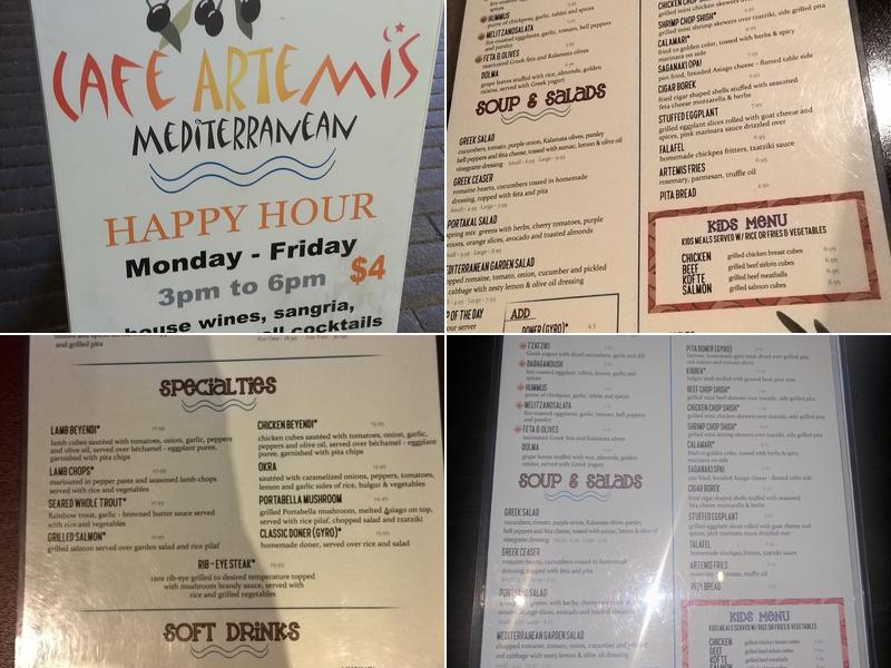 Cafe Artemis Menu