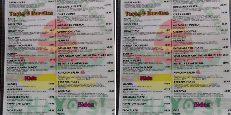 Chayo's Menu