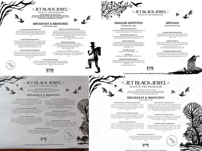 Jet Black Jewel Hotel & Cafe Bar Menu