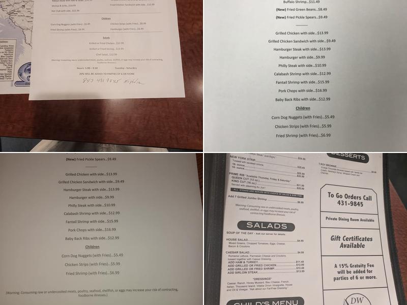 T-Roy's Restaurant Menu