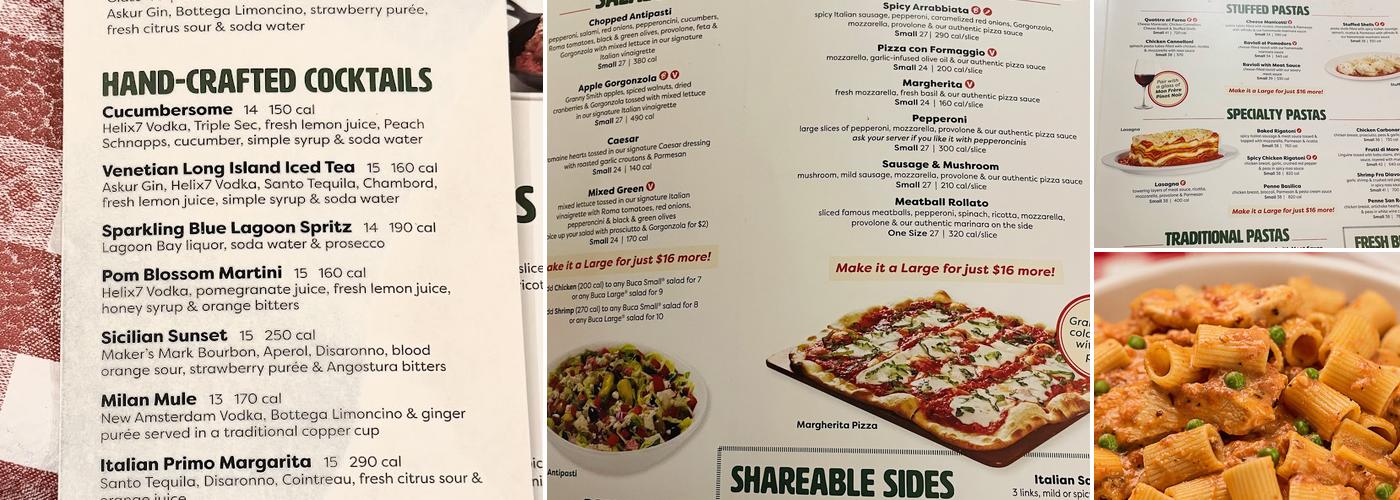 Buca di Beppo Italian Restaurant Menu