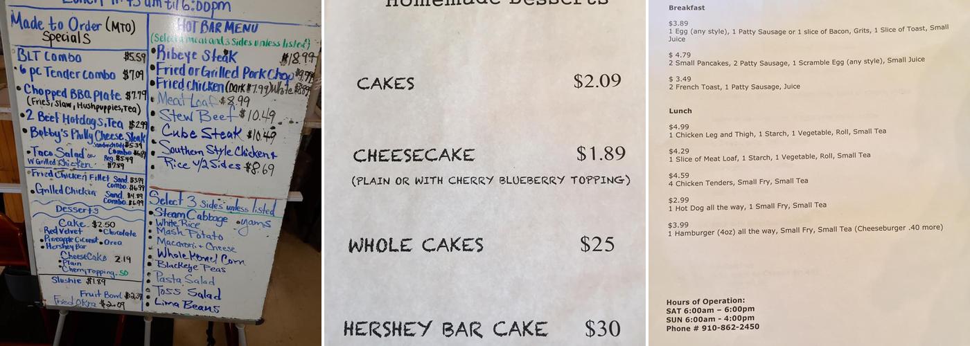 B & C Restaurant & Catering Menu