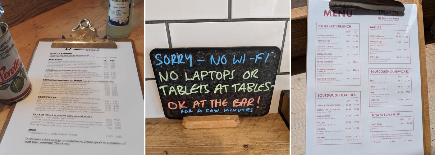 Benedict's Store Menu