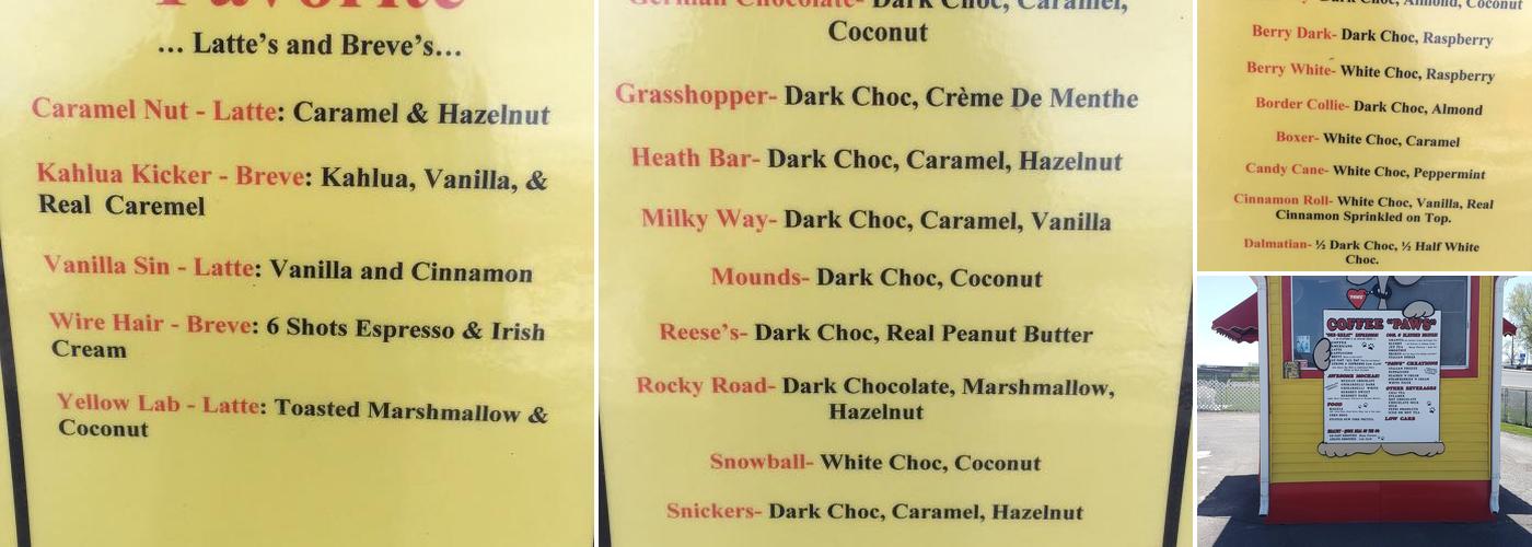 Coffee Paws Menu