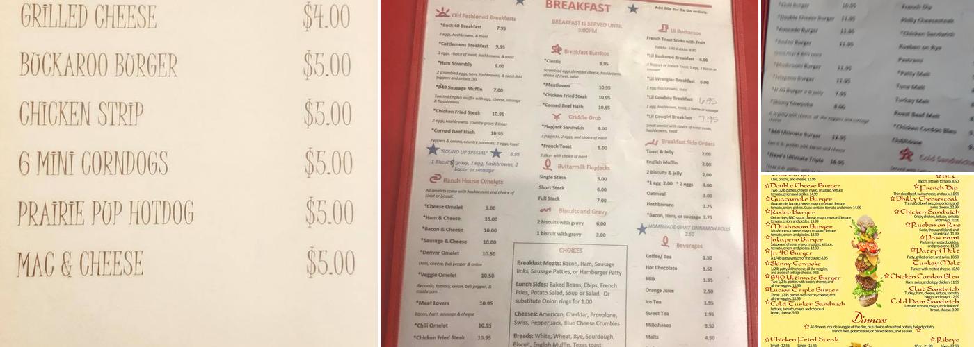 Back 40 Cafe Menu