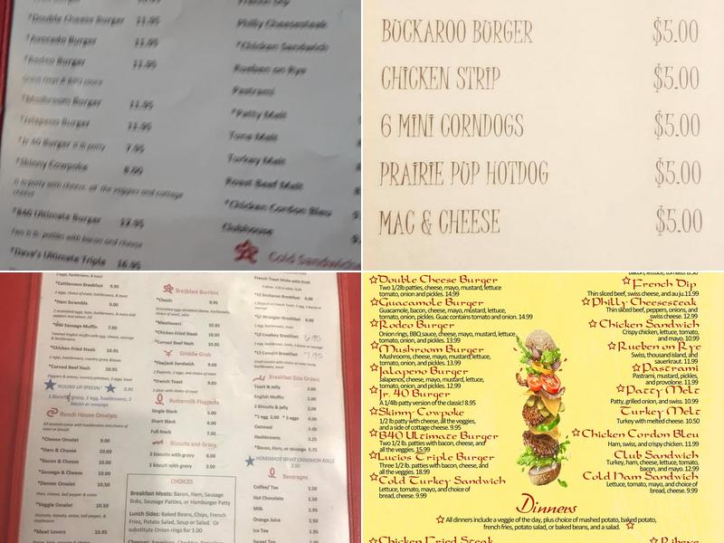 Back 40 Cafe Menu