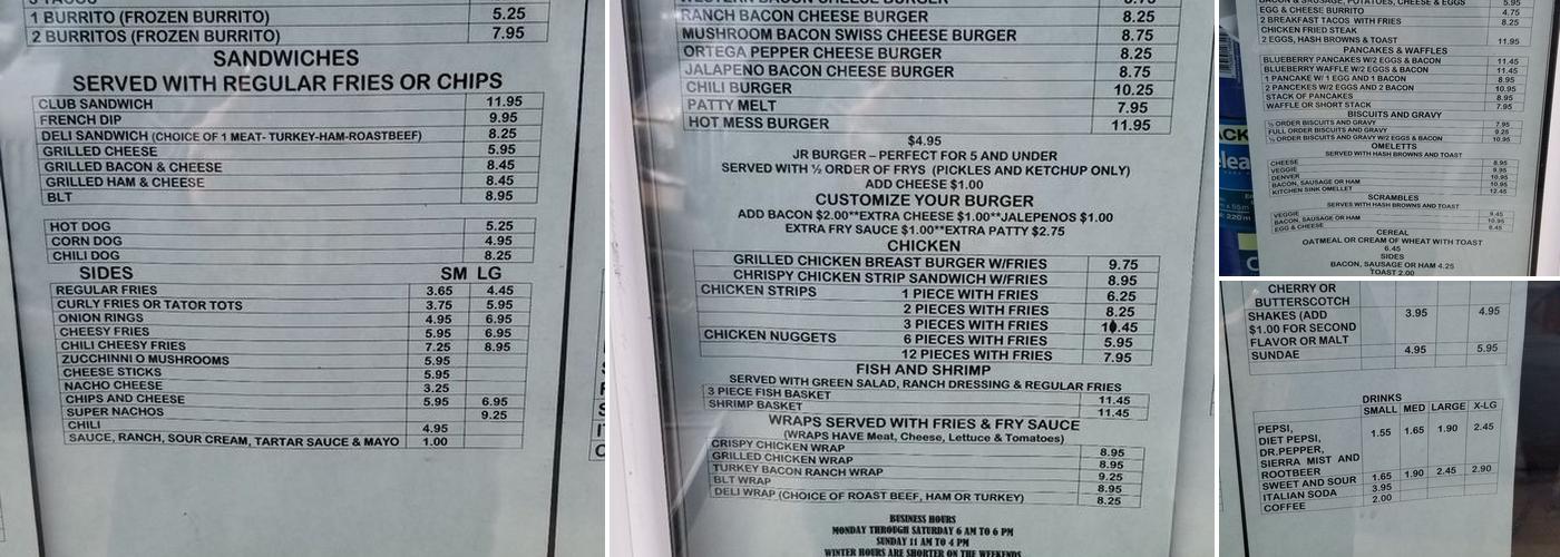 Jolly Kone Drive Inn Menu
