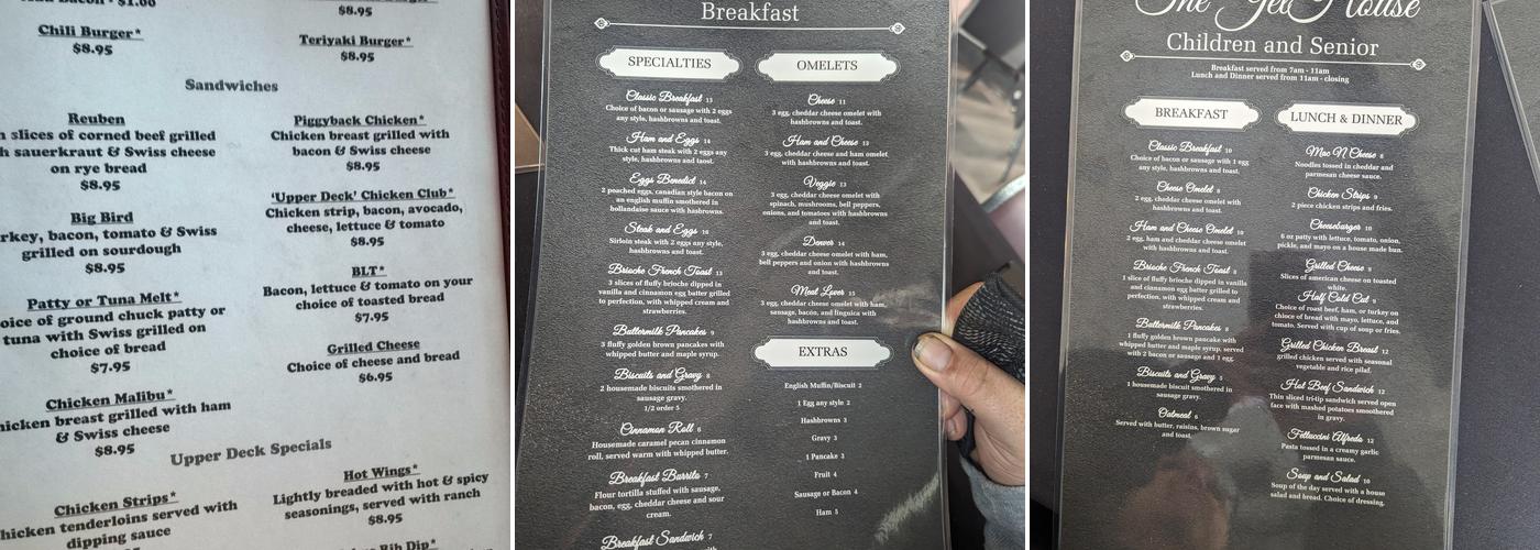 Upper Deck Menu
