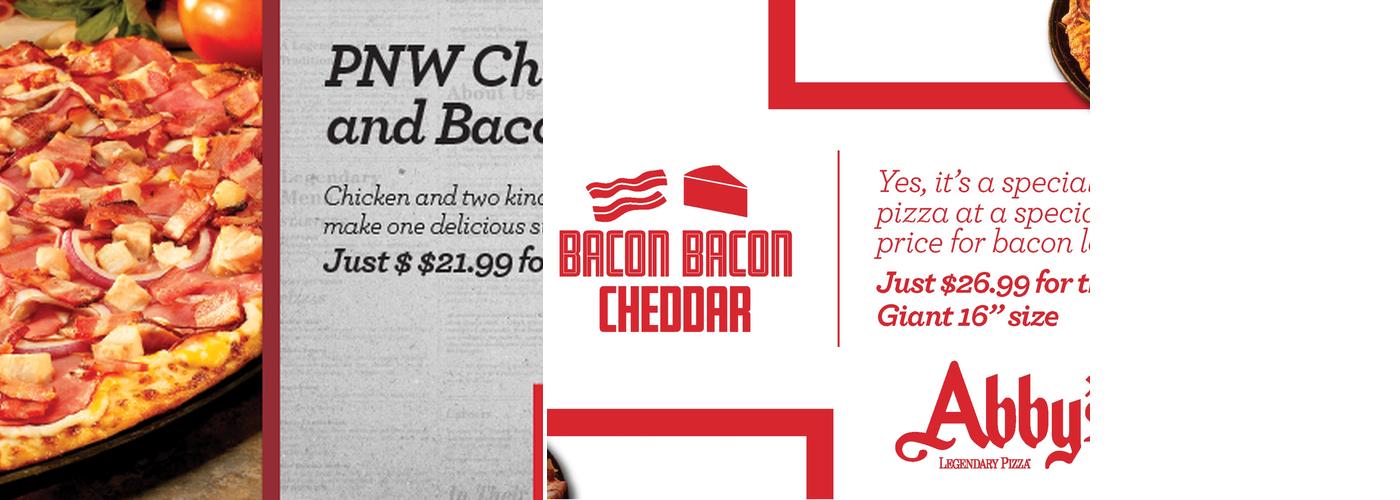 Abby's Legendary Pizza Menu
