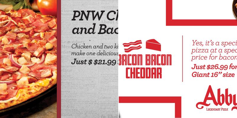 Abby's Legendary Pizza Menu