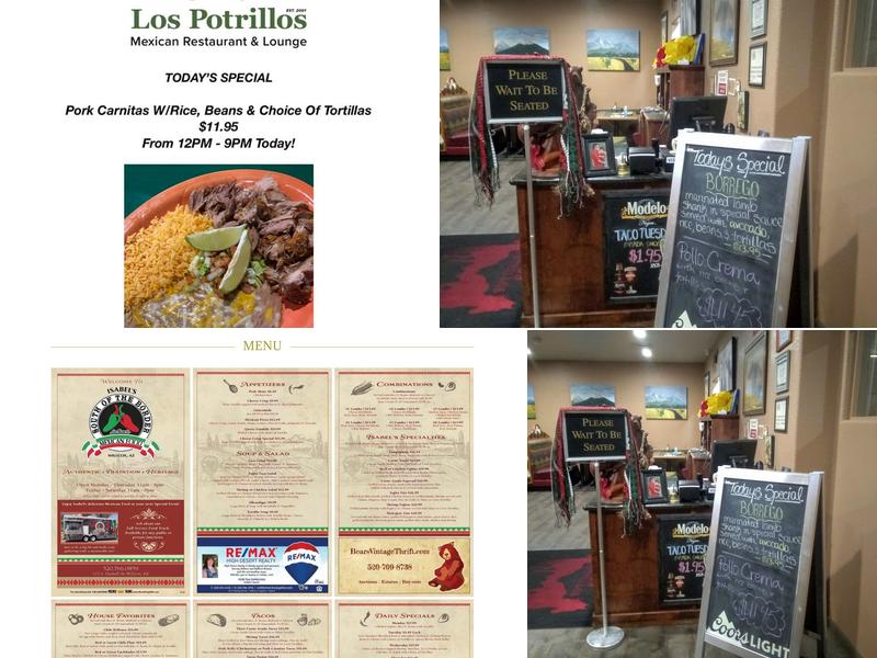 Los Potrillos Mexican Restaurant Menu