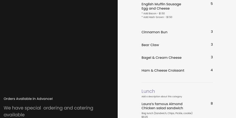 Laura's Cafe & Bakery Menu