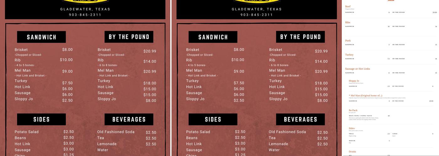 Bodacious Bar-B-Q Menu