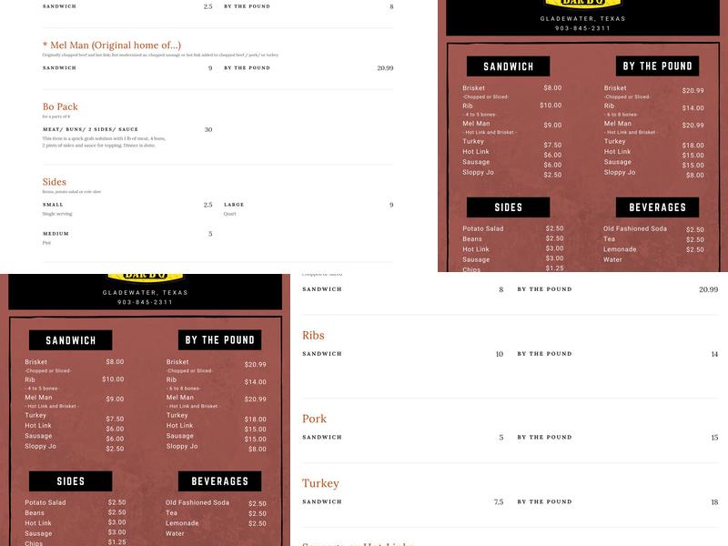 Bodacious Bar-B-Q Menu