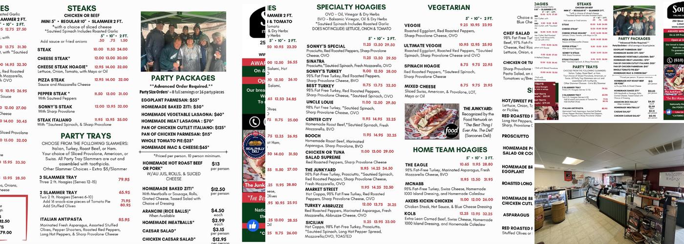 Sonny's Italian Deli Menu
