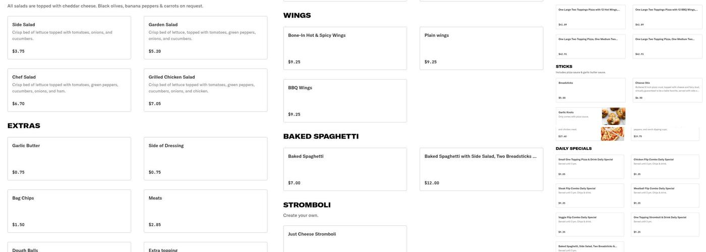 Pizza Stop Menu