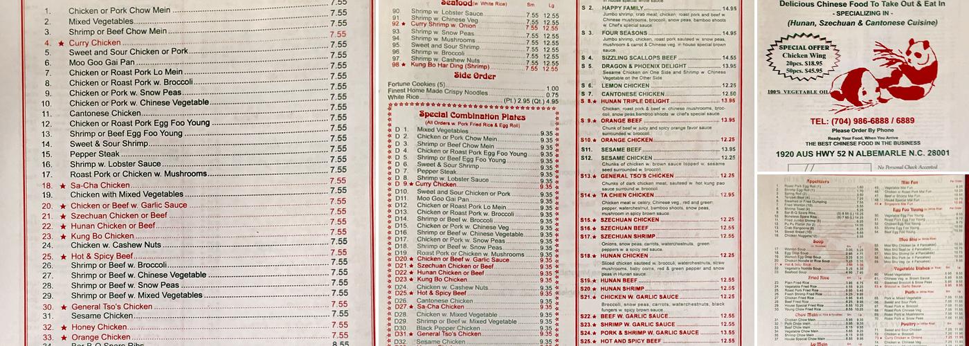 Jin Jin Chinese Restaurant Menu