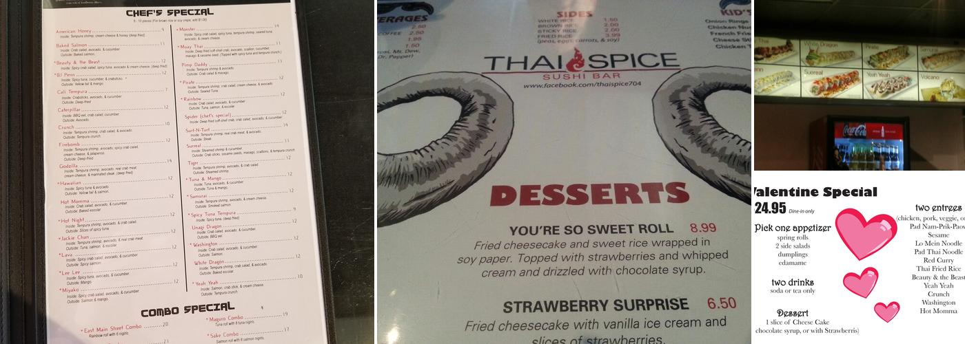 Thai Spice & Sushi Bar Menu