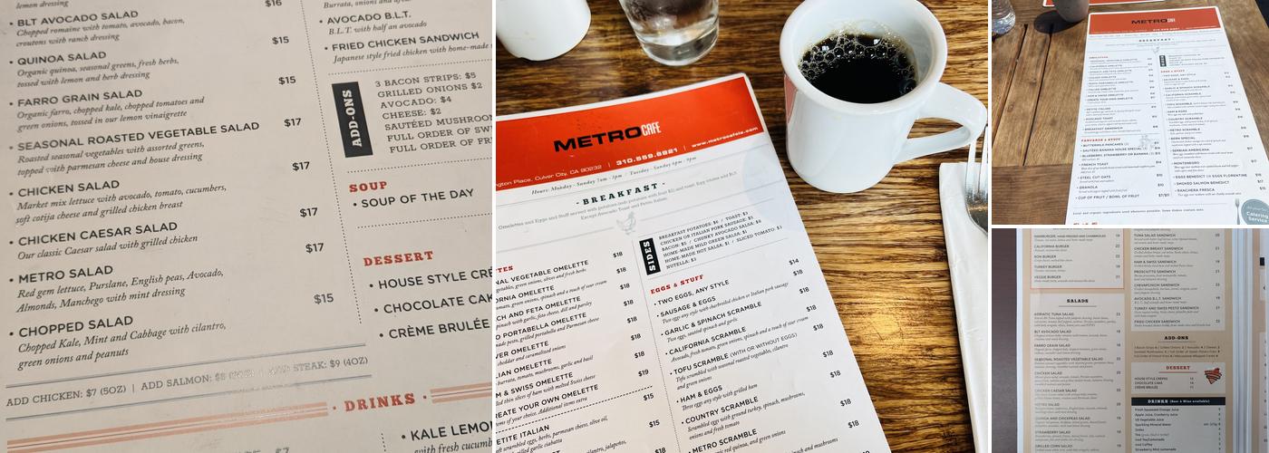 Metro Cafe Menu