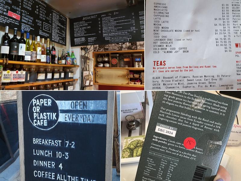 Paper or Plastik Cafe Menu