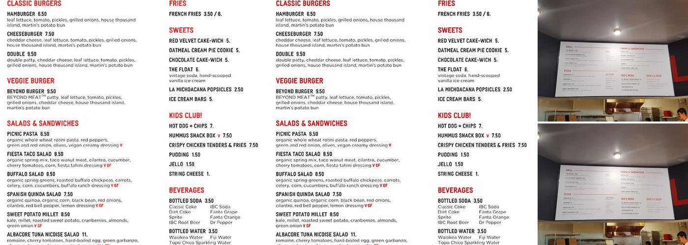 LACMA Cafe Menu