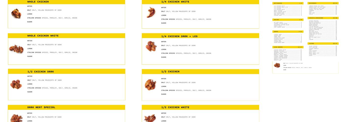 Calif Chicken Cafe Menu