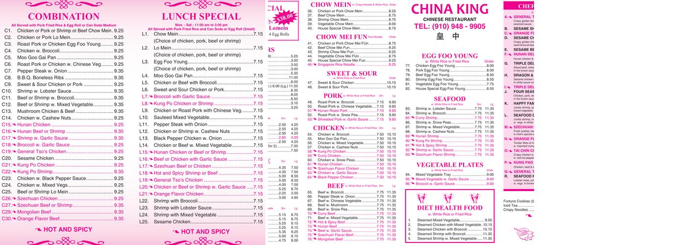 China King Menu