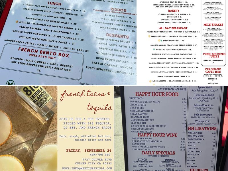 Meet in Paris French Bistro Menu