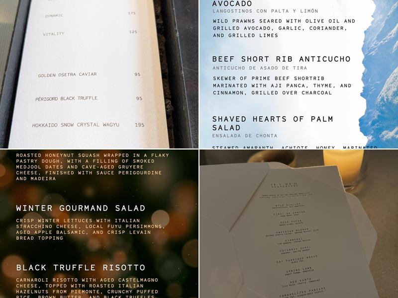 Vespertine Menu