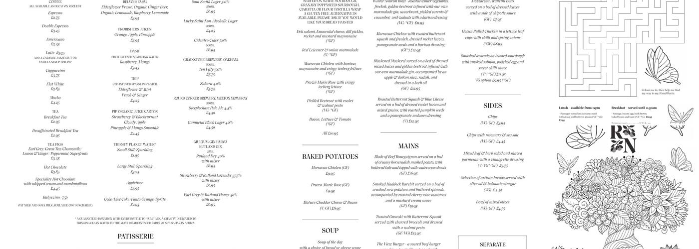 Rutland Nursery Menu