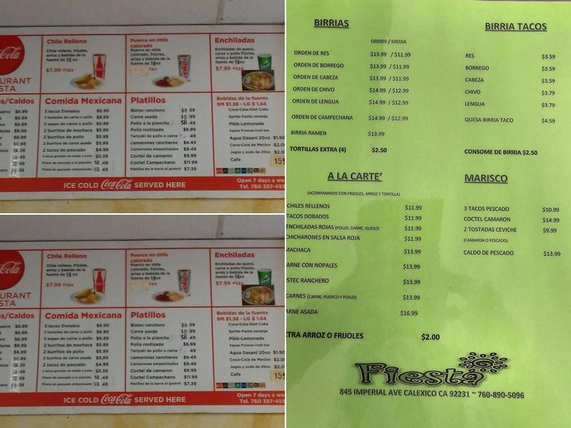 Fiesta Restaurant Menu