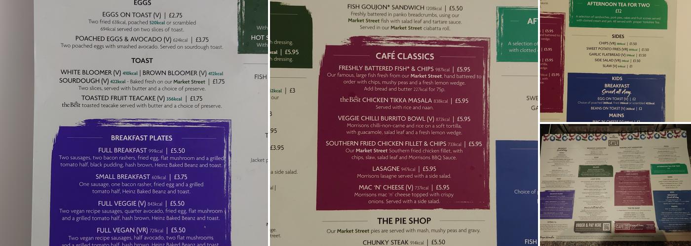 Morrisons Cafe Menu
