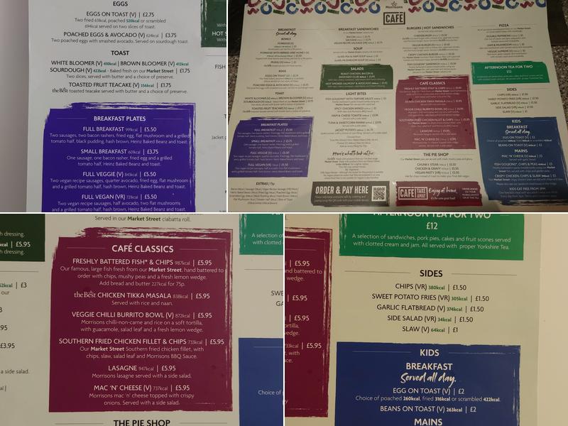 Morrisons Cafe Menu