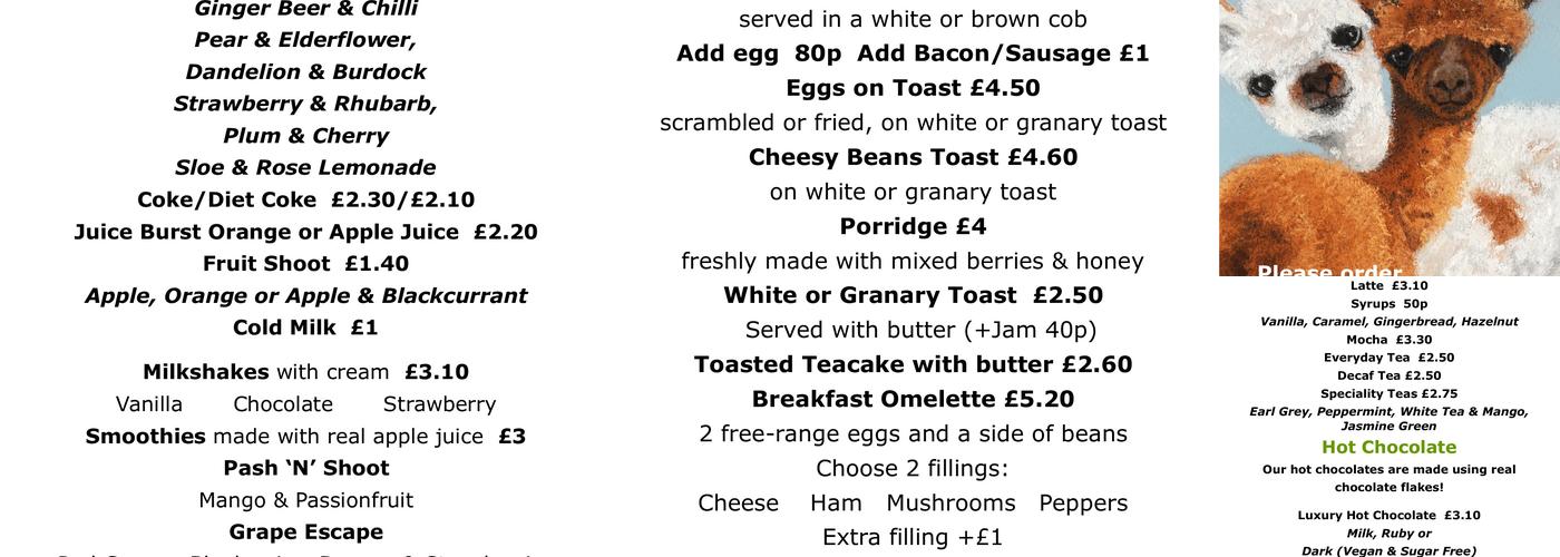 JandJ Alpacas Menu