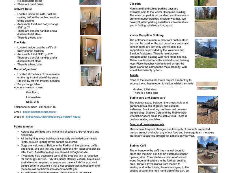 Belton House Playground Coffee Shop Menu