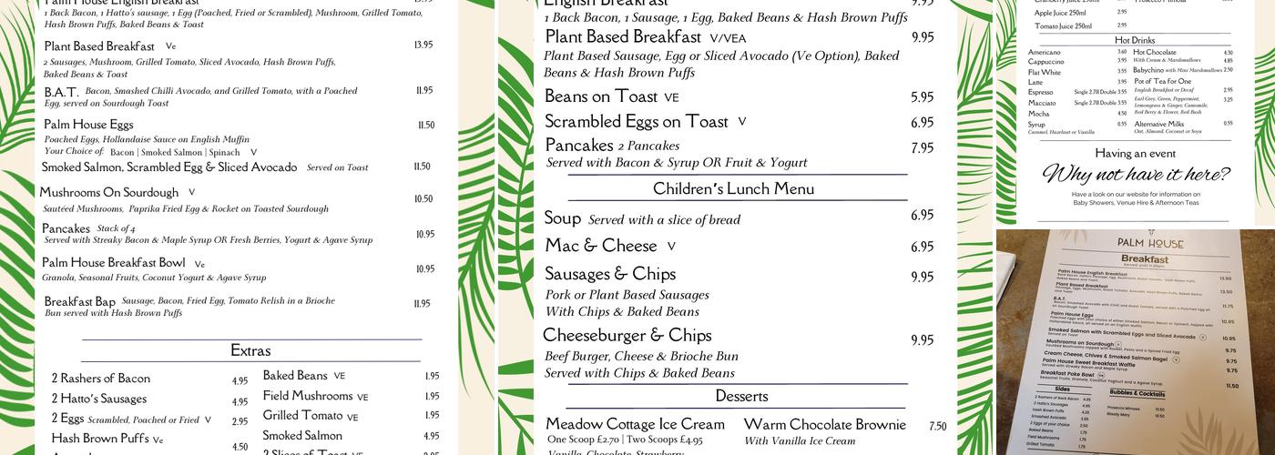 The Palm House Menu