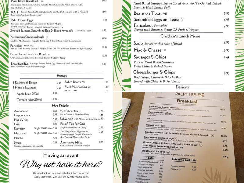 The Palm House Menu