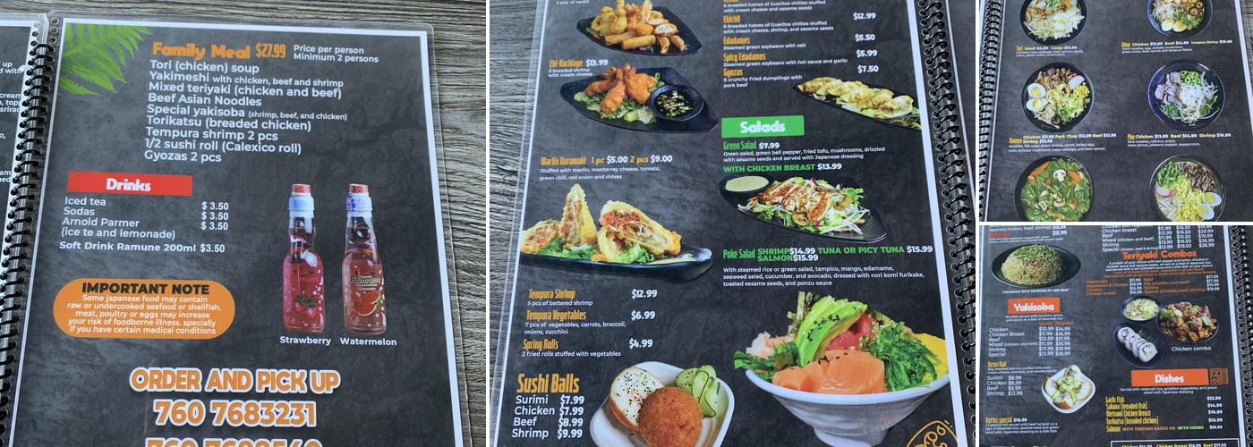Kotori Japanese Food Calexico Menu