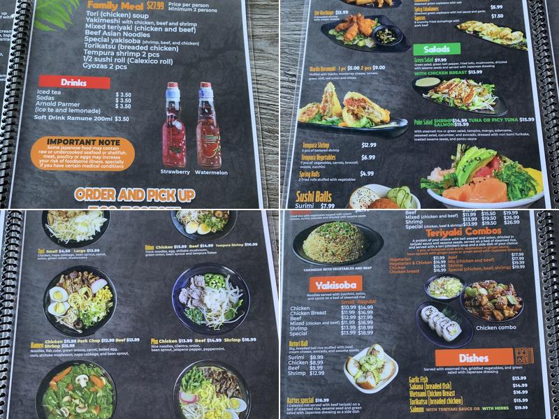 Kotori Japanese Food Calexico Menu