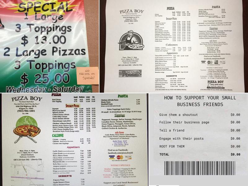 Pizza Boy (Liberty City) Menu