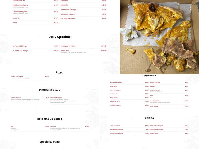 New York Pizzeria Menu