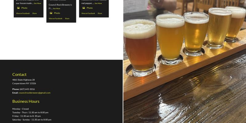 Council Rock Brewery Menu