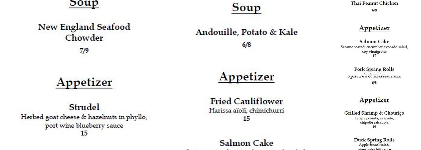 Rose & Kettle Restaurant Menu