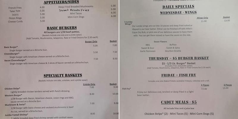 Drop Zone Bar and Grill Menu