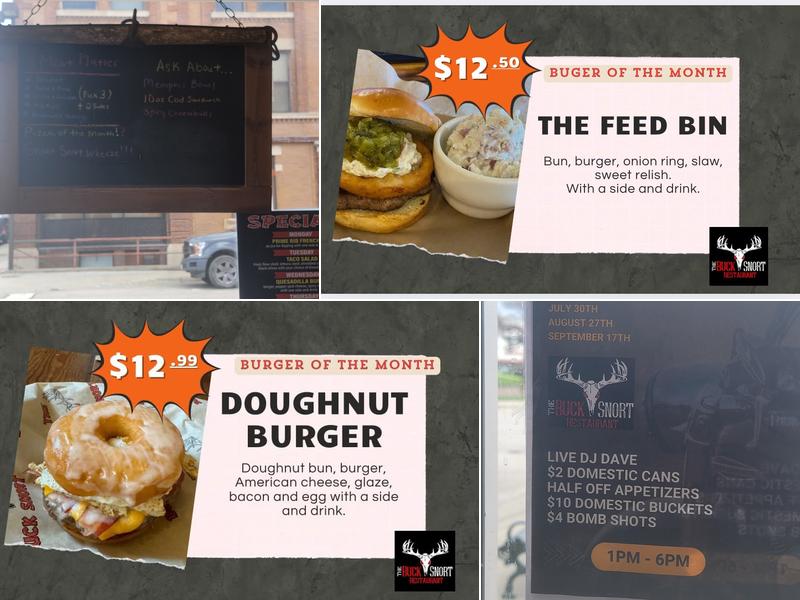 Buck Snort Red Oak Menu