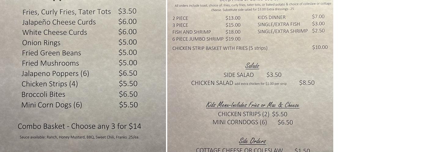 White Birch Inn Menu